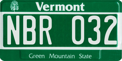 VT license plate NBR032