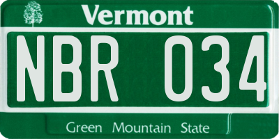 VT license plate NBR034