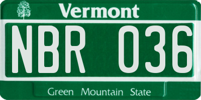 VT license plate NBR036