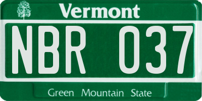 VT license plate NBR037