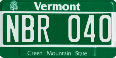 VT license plate NBR040