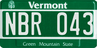 VT license plate NBR043