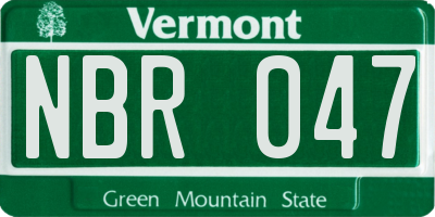 VT license plate NBR047