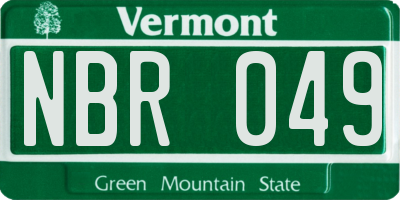 VT license plate NBR049