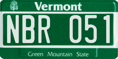 VT license plate NBR051