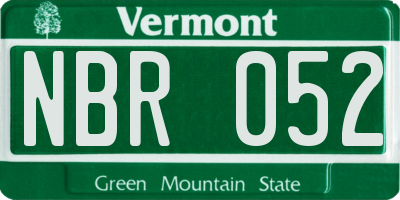 VT license plate NBR052