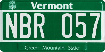 VT license plate NBR057