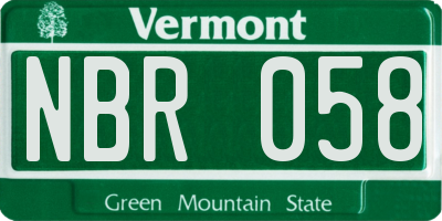 VT license plate NBR058