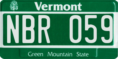 VT license plate NBR059