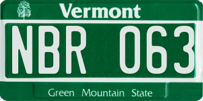 VT license plate NBR063