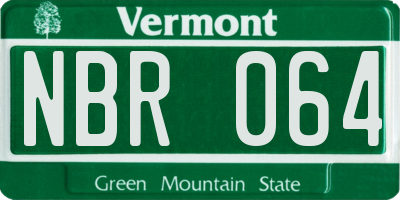 VT license plate NBR064