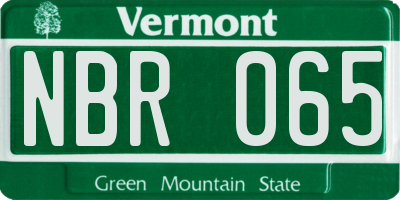 VT license plate NBR065