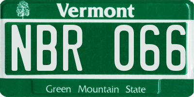 VT license plate NBR066