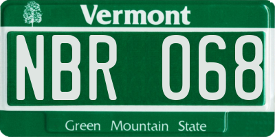VT license plate NBR068
