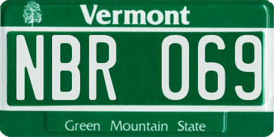 VT license plate NBR069