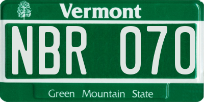 VT license plate NBR070