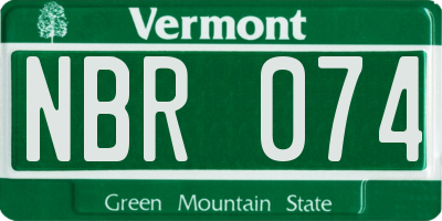 VT license plate NBR074
