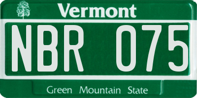 VT license plate NBR075