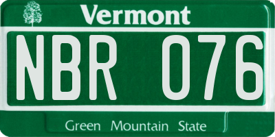 VT license plate NBR076