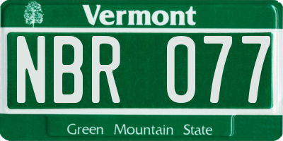 VT license plate NBR077