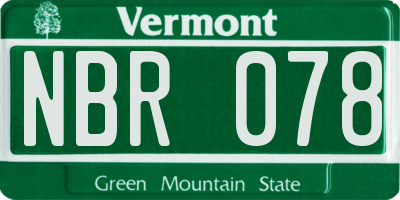 VT license plate NBR078