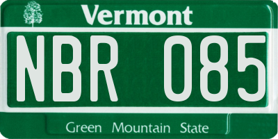 VT license plate NBR085
