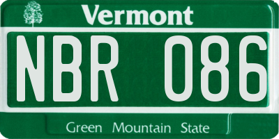 VT license plate NBR086