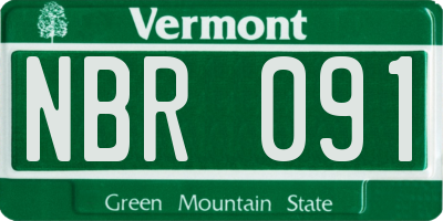 VT license plate NBR091