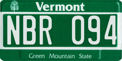 VT license plate NBR094