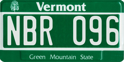 VT license plate NBR096