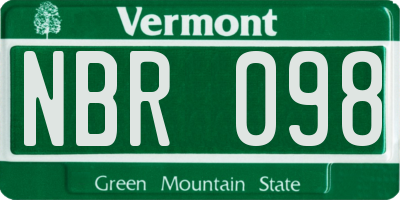 VT license plate NBR098
