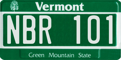 VT license plate NBR101