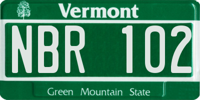 VT license plate NBR102