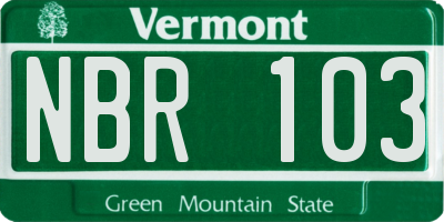 VT license plate NBR103