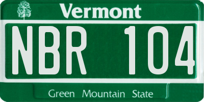 VT license plate NBR104