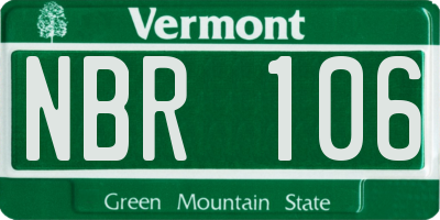 VT license plate NBR106