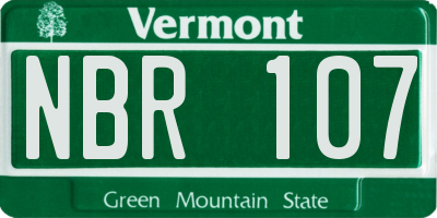 VT license plate NBR107