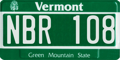 VT license plate NBR108
