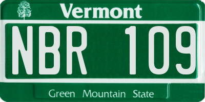 VT license plate NBR109