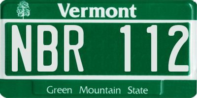 VT license plate NBR112
