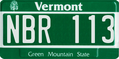 VT license plate NBR113