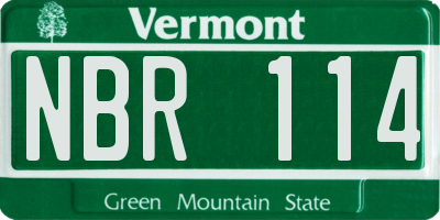 VT license plate NBR114