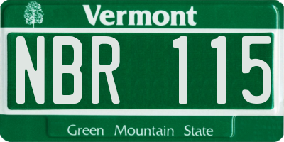 VT license plate NBR115