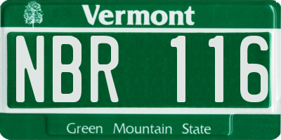 VT license plate NBR116