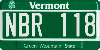 VT license plate NBR118