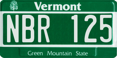 VT license plate NBR125
