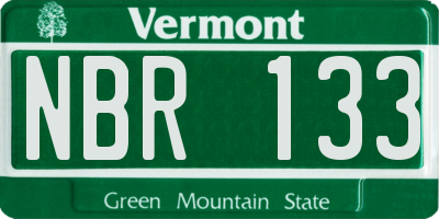 VT license plate NBR133
