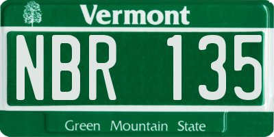 VT license plate NBR135
