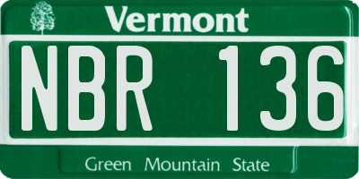 VT license plate NBR136