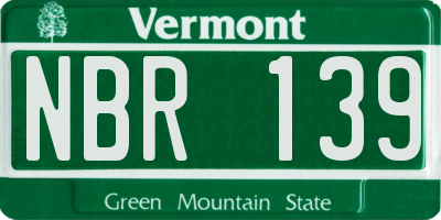 VT license plate NBR139